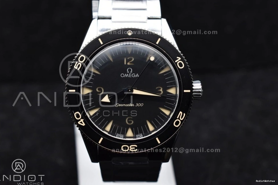 300 on 1060 Tailored A8912 Dial Heritage SS Seamaster Clone VSF Black Super Best 1:1 Edition Bracelet 0503